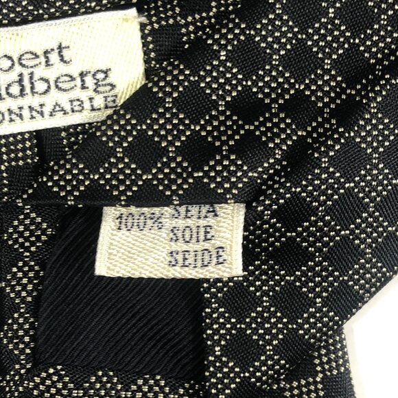 Vintage Albert Goldberg Façonnable Men's Tie, 100% Silk Jacquard, Italy Grid - Picture 5 of 6